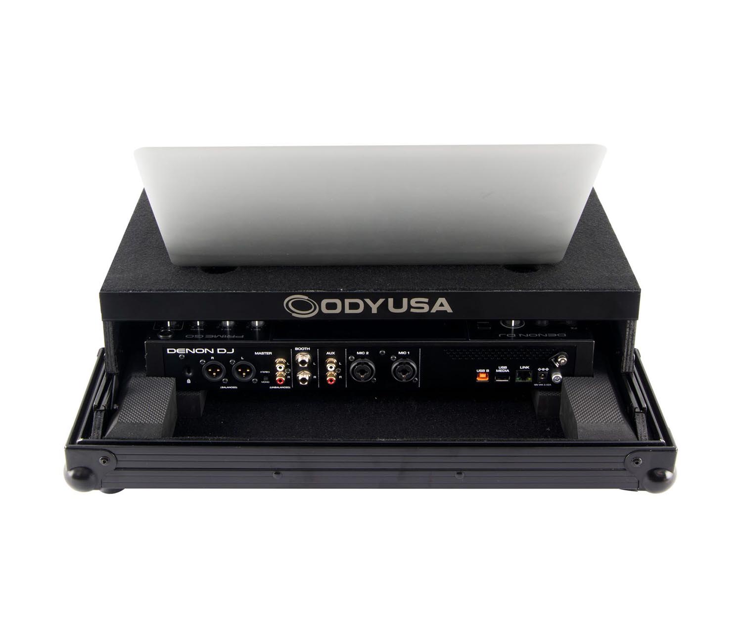 Odyssey FRGSPRIMEGOBL Black Label Case with Glide Style Laptop Platform for Denon DJ Prime GO - Hollywood DJ
