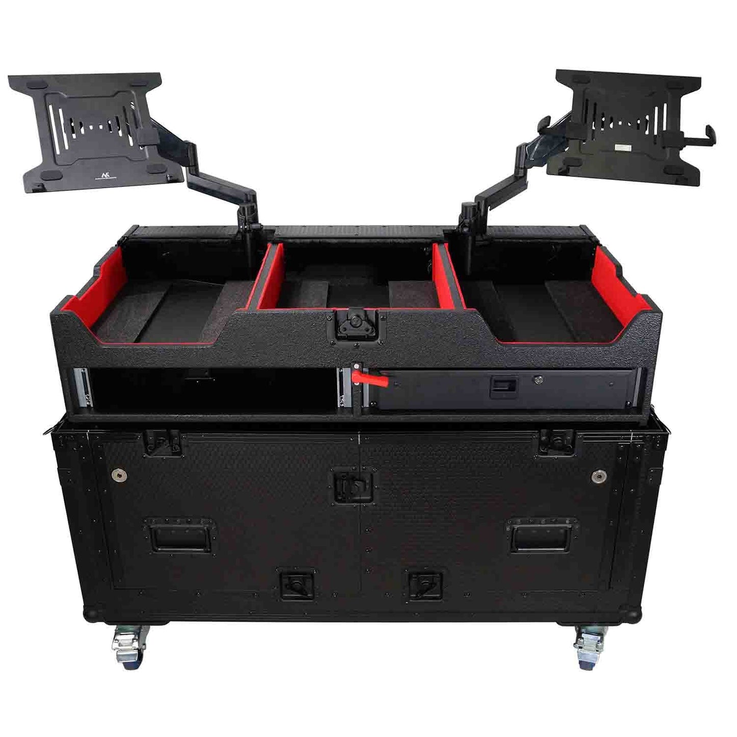 PROX XZF-CDM3K Flip-Ready Easy Retracting Hydraulic Lift Case for Pioneer CDJ-3000 and DJM-900 NXS2 System - Hollywood DJ