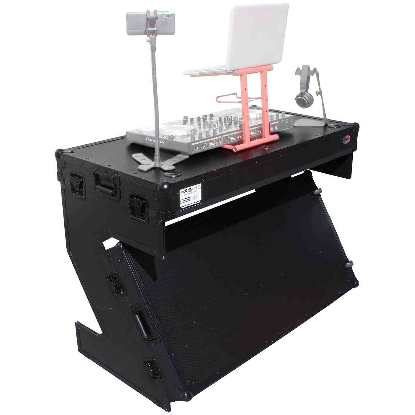 ProX XS-ZTABLEBL MK2 Flight Case Table, Z-Style DJ Table Workstation - Black on Black - Hollywood DJ