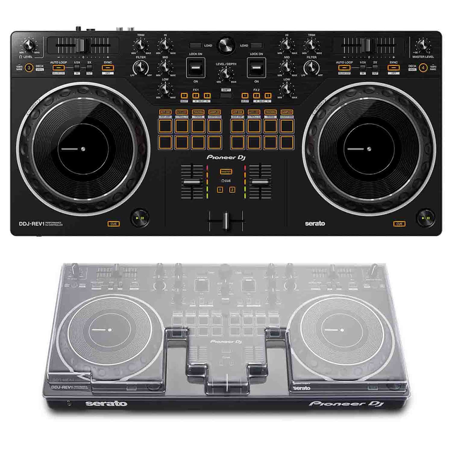 Pioneer DJ Controller Package with DDJ-REV1 Controller and Decksaver Cover - Hollywood DJ