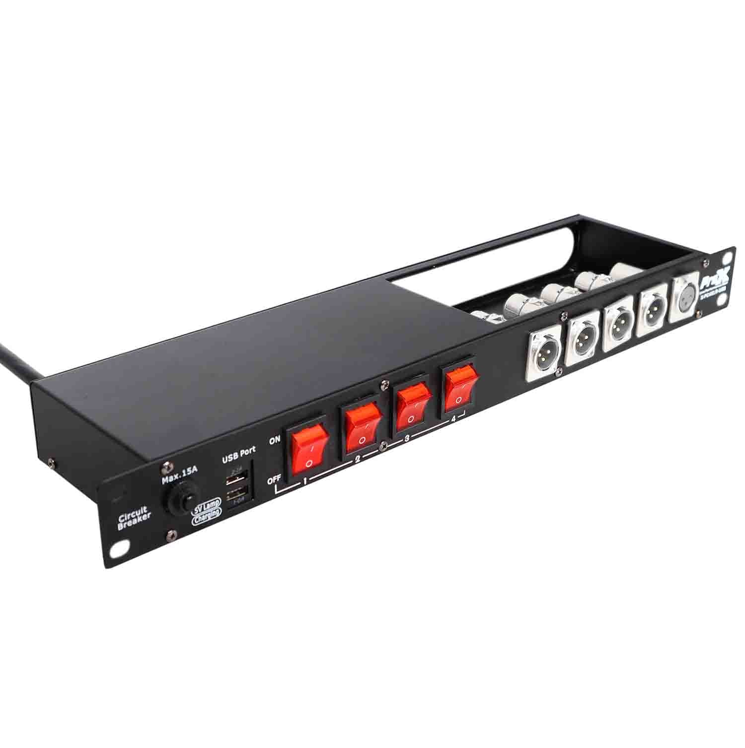 B-Stock: ProX X-PC4XLR-USB 1U 15 Amp Circuit 4CH Switch Panel W-2 USB and 5 Punched Space - Hollywood DJ