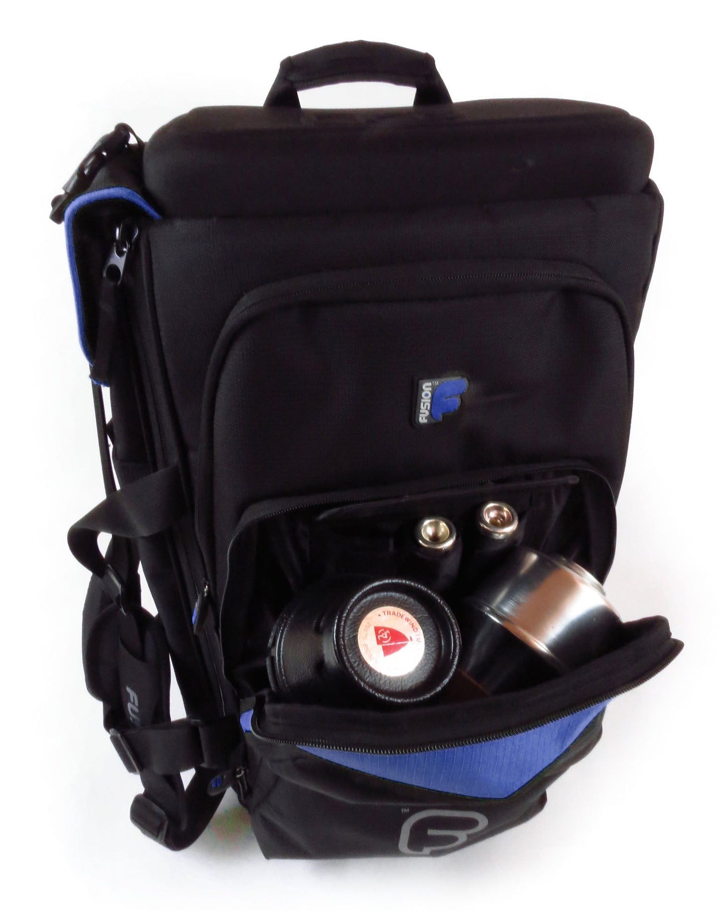 Fusion FB-PB-06-B Premium Series Triple Trumpet Gig Bag (Black/Blue) - Hollywood DJ