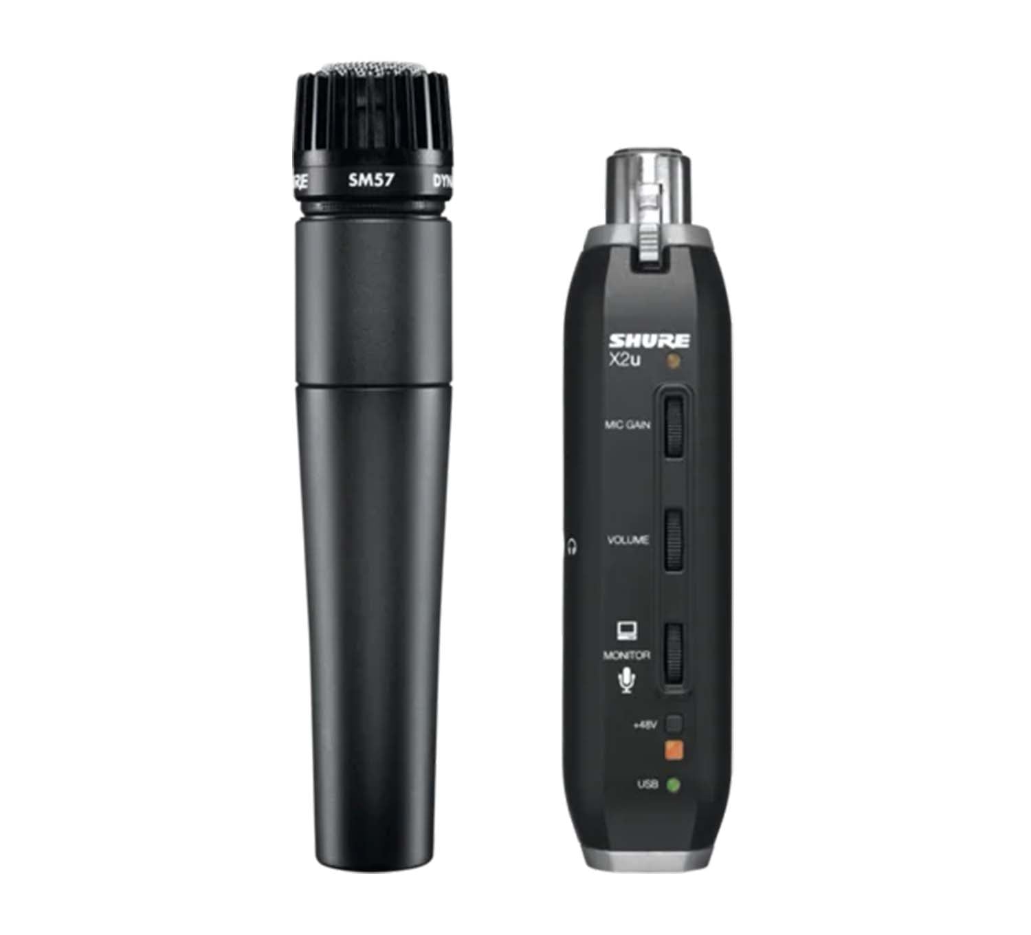 Shure SM57-X2U USB Digital Bundle with Instrument Microphone and  XLR-to-USB Adapter - Hollywood DJ