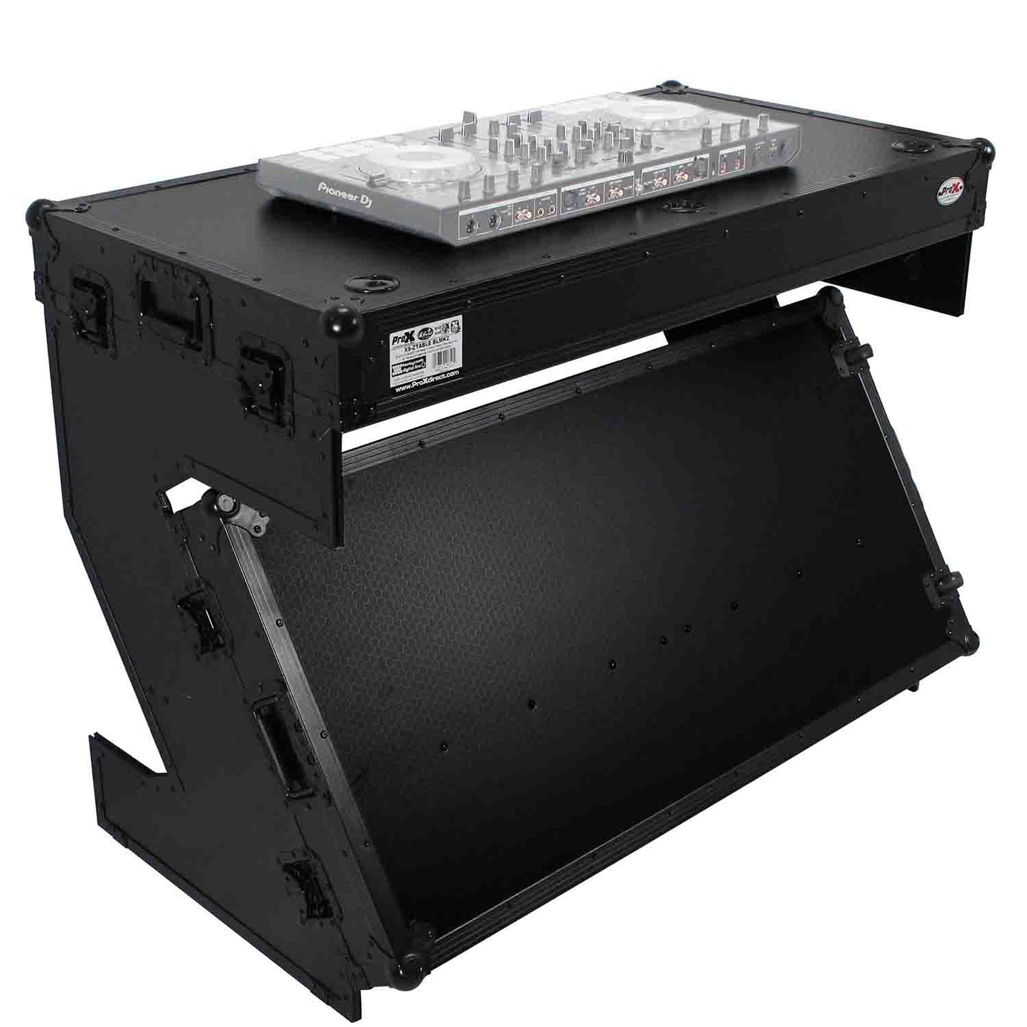 ProX XS-ZTABLEBL MK2 Flight Case Table, Z-Style DJ Table Workstation - Black on Black - Hollywood DJ