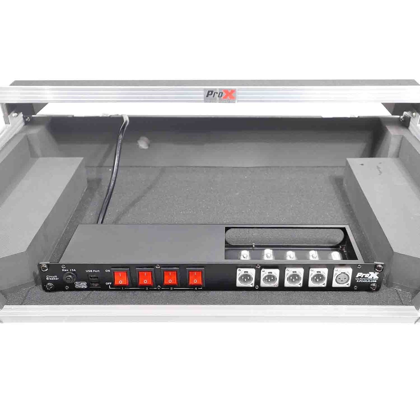 B-Stock: ProX X-PC4XLR-USB 1U 15 Amp Circuit 4CH Switch Panel W-2 USB and 5 Punched Space - Hollywood DJ
