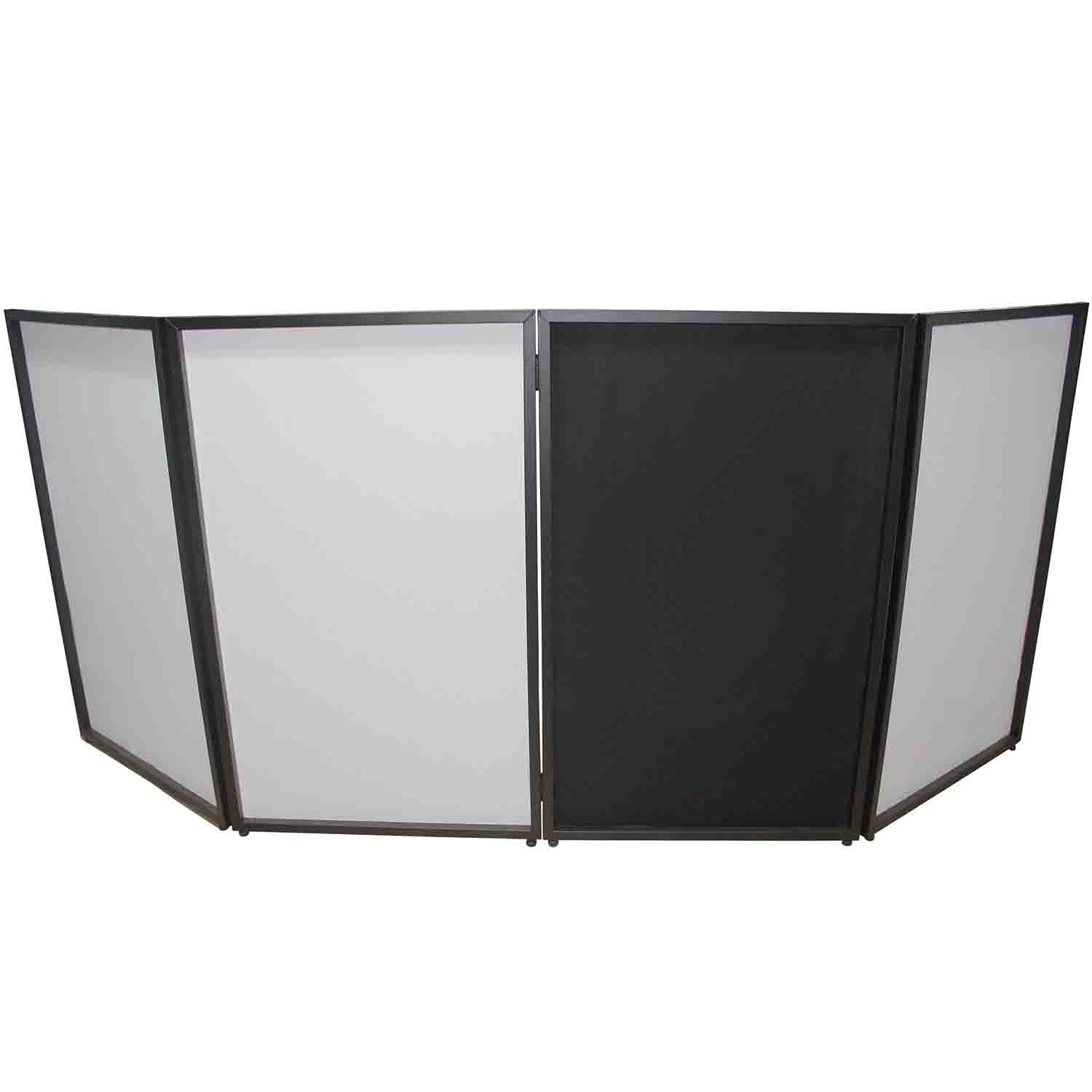 ProX XF-4X3048B MK2 Four Panel DJ Facade Black Collapse and Go Facade Panels with Carry Bag – Black/White Scrims - Hollywood DJ