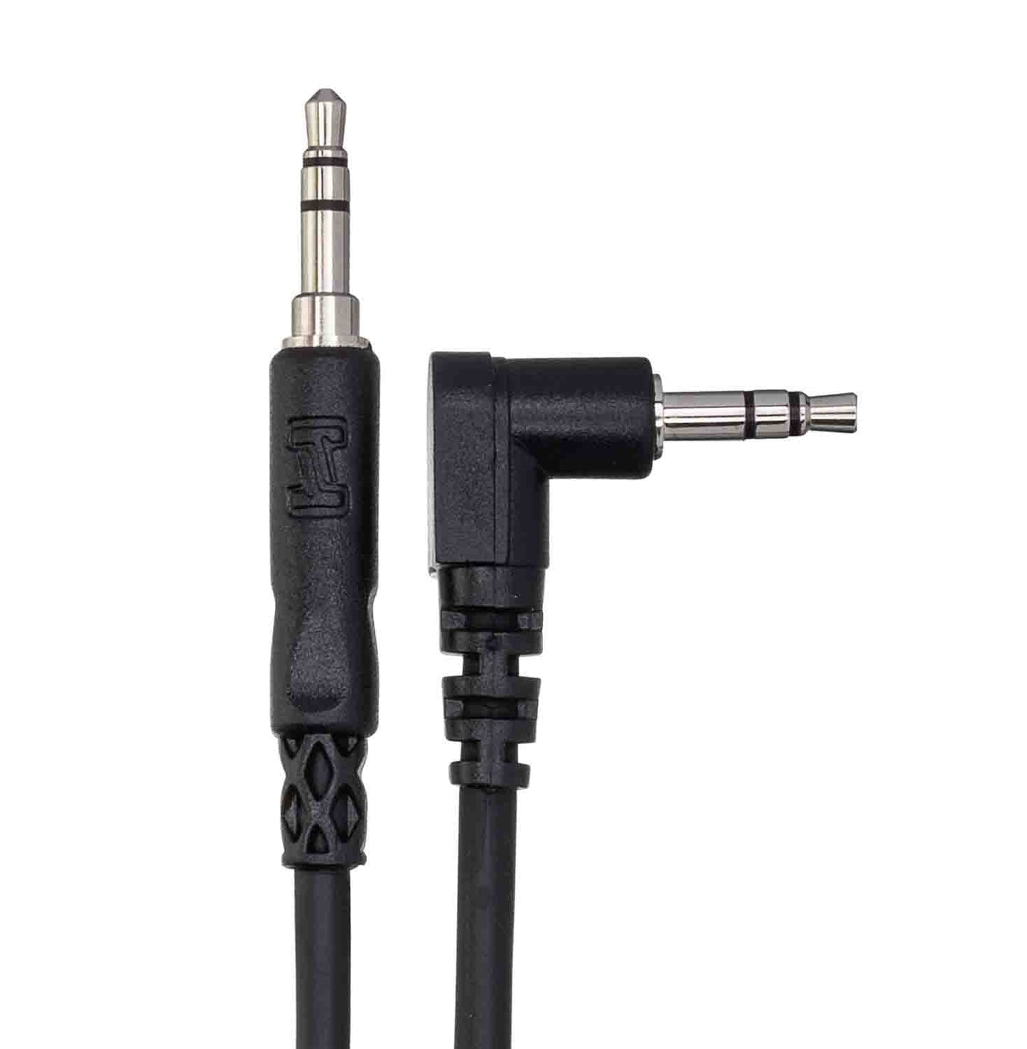 Hosa CMM-105R, 3.5 mm TRS to Right Angle 3.5 mm TRS Stereo Interconnect - 5 Feet - Hollywood DJ