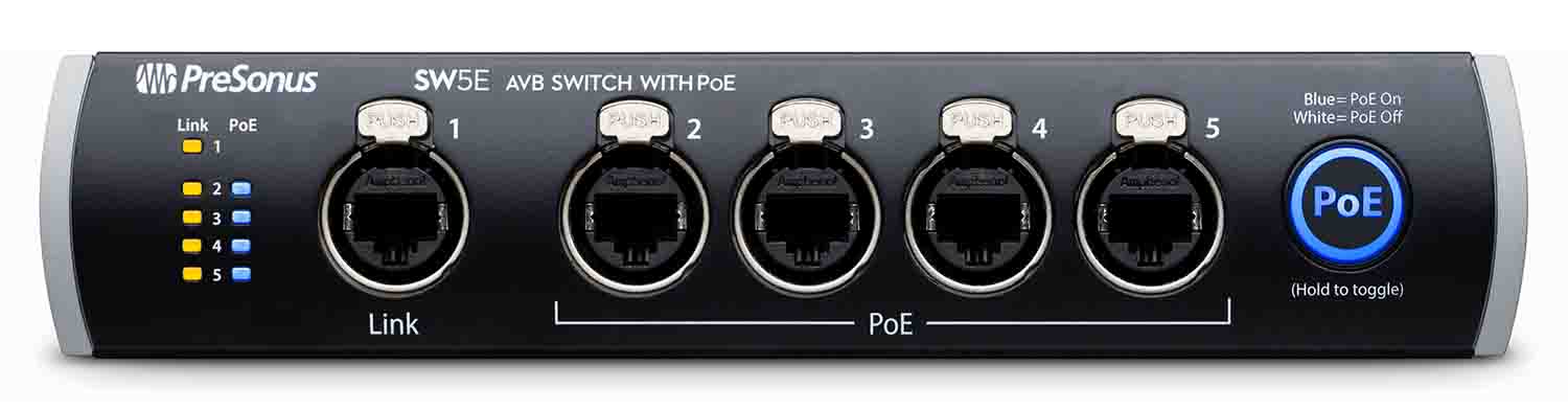 PreSonus SW5E 5-Port AVB Switch with PoE - Hollywood DJ