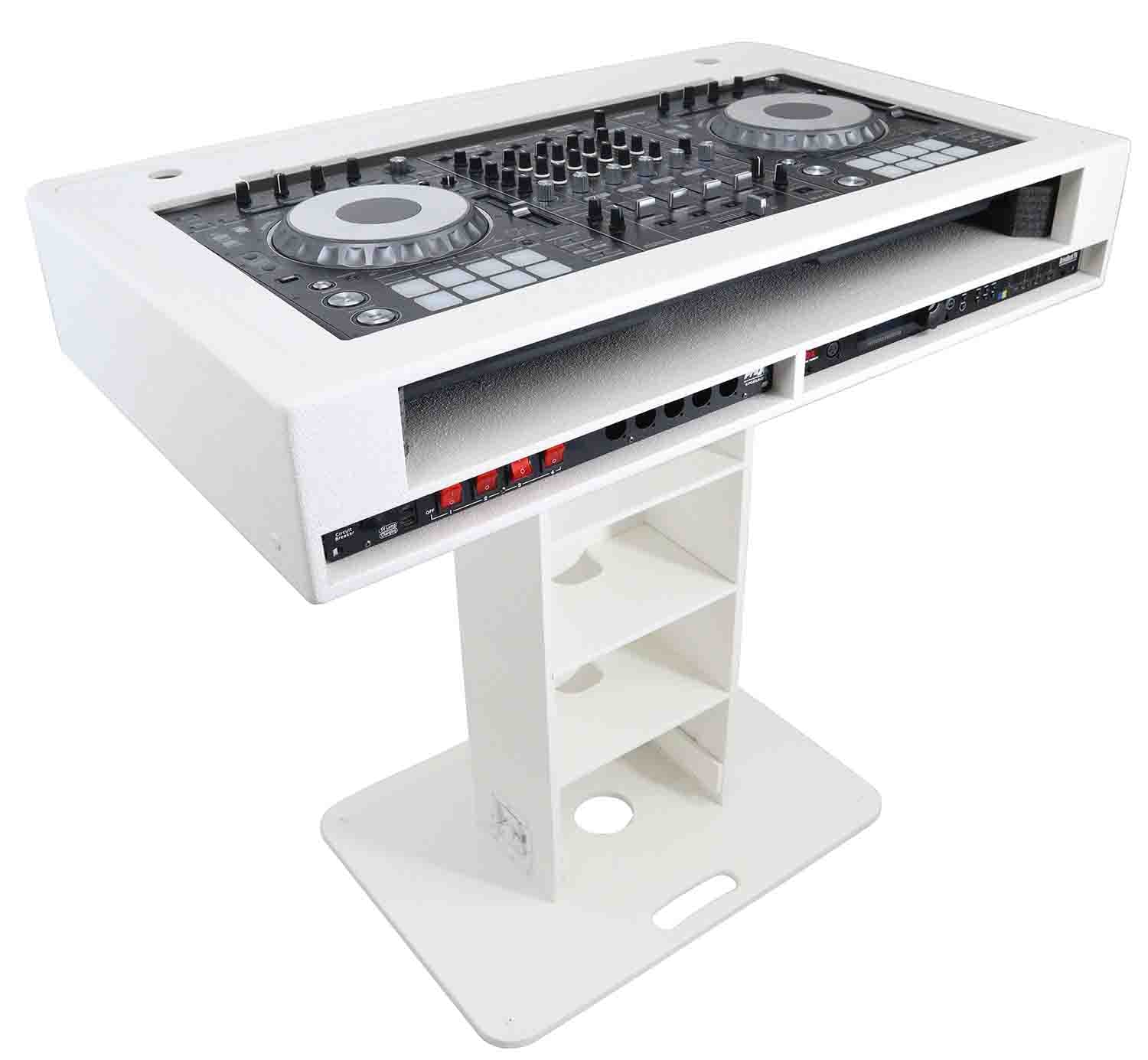 ProX XZF-DJCT W 2U CASE Control Tower DJ Stand with 2x1U Rack Laptop Arm and Cases for Pioneer XDJ-XZ, DDJ-1000 SRT, RANE One, and SX3 - White Finish - Hollywood DJ