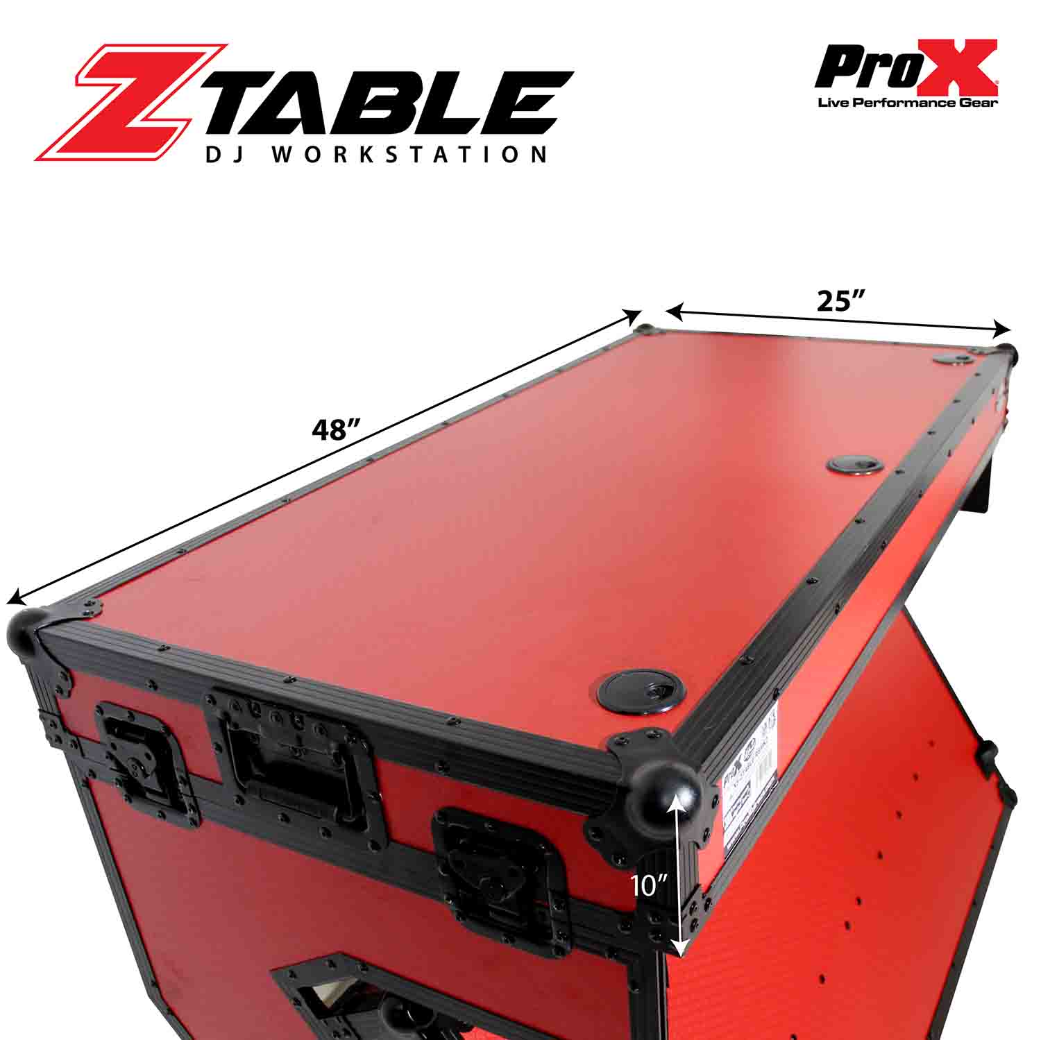 ProX XS-ZTABLEBL MK2 Flight Case Table, Z-Style DJ Table Workstation - Black on Black - Hollywood DJ