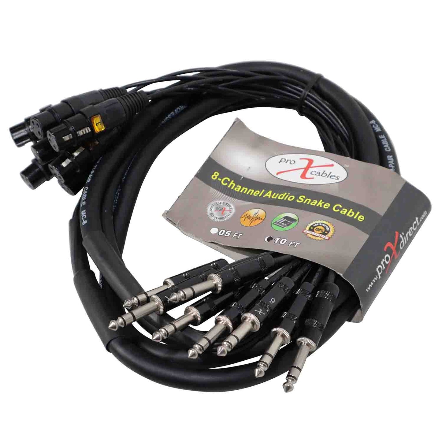 ProX XC-8SXF10 8-Channel XLR3-F to 1/4" TRS Balanced Snake - 10FT - Hollywood DJ