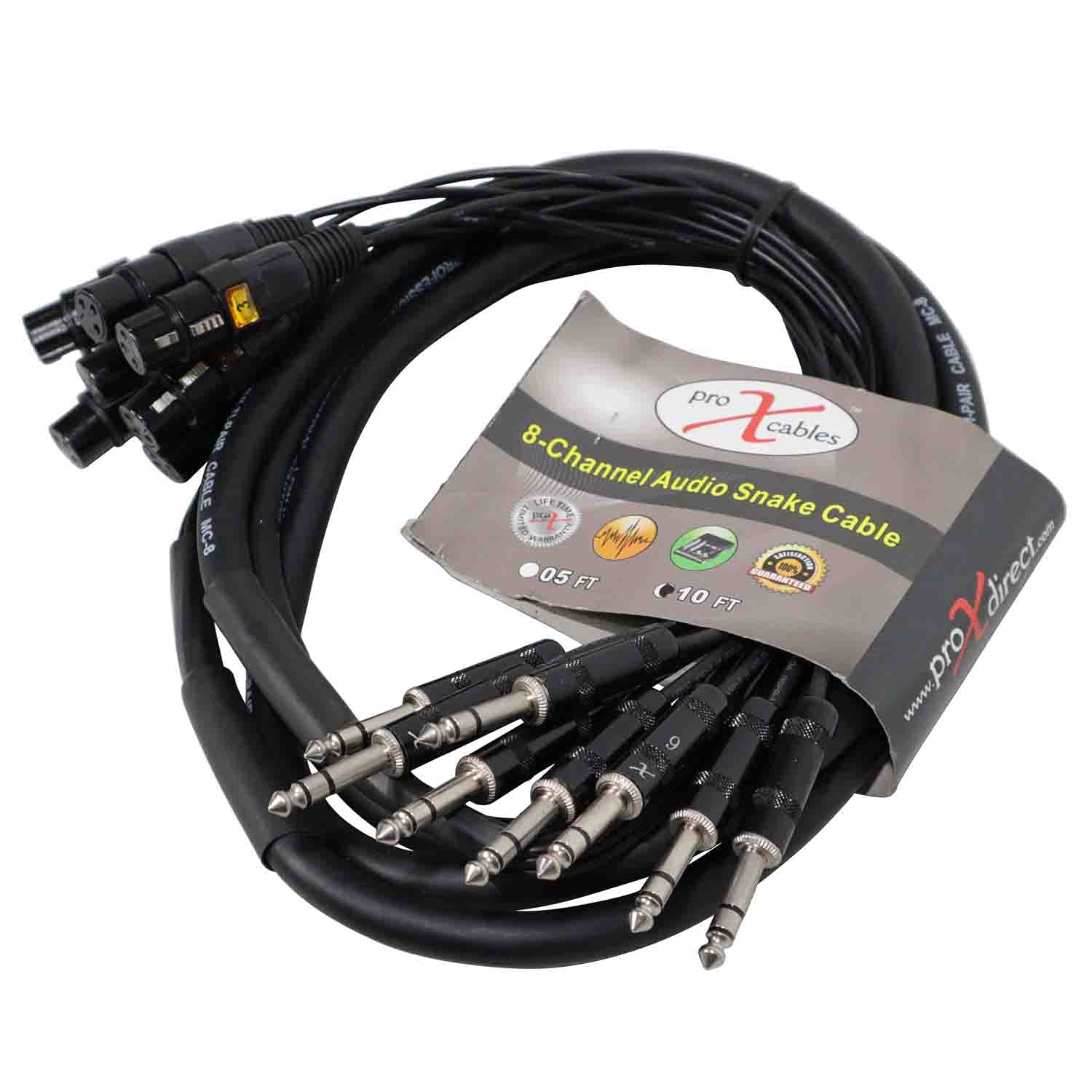ProX XC-8SXF10 8-Channel XLR3-F to 1/4" TRS Balanced Snake - 10FT - Hollywood DJ