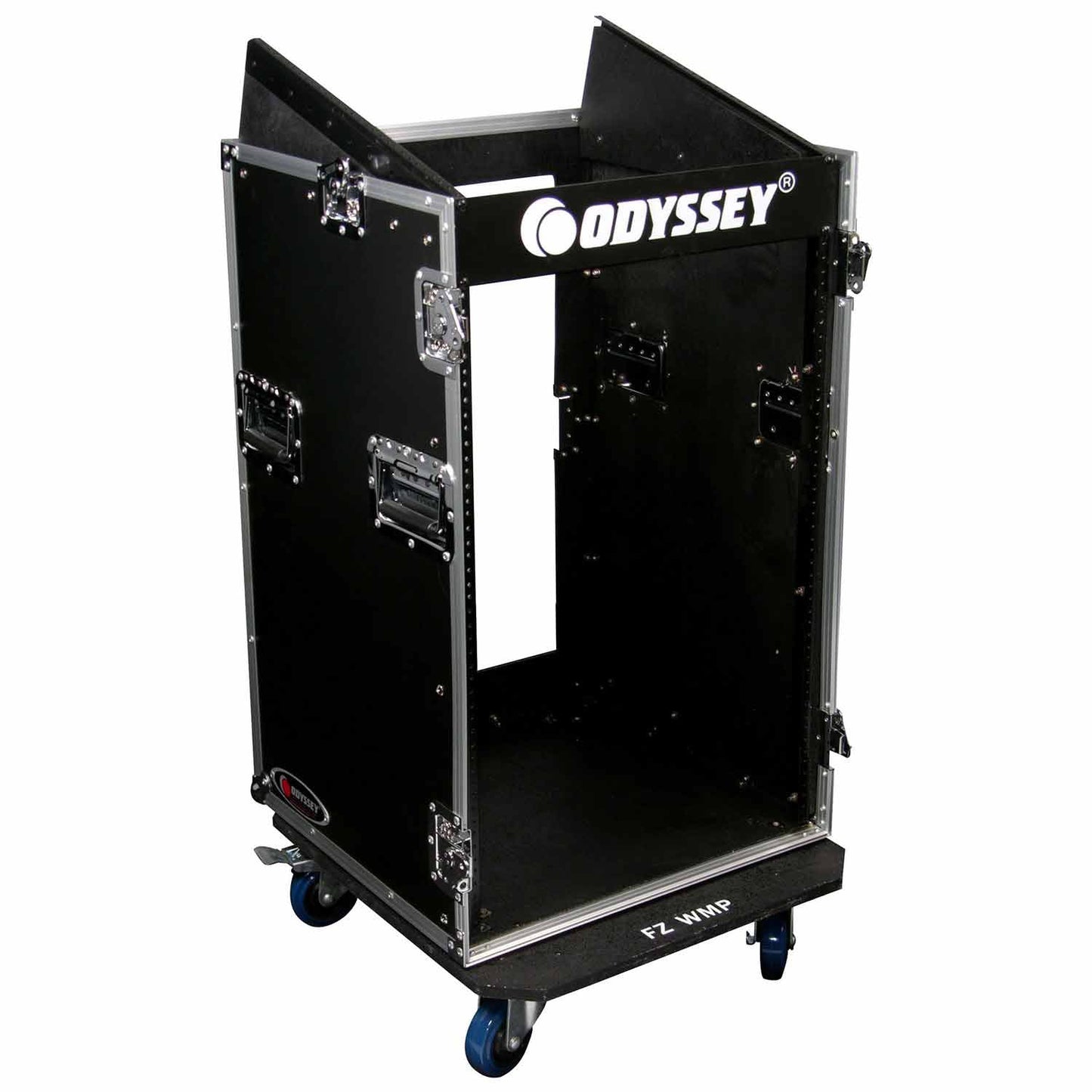 Odyssey FR1016W, Combo Rack with Wheels 10U Top Slanted 16U Bottom Vertical - Hollywood DJ