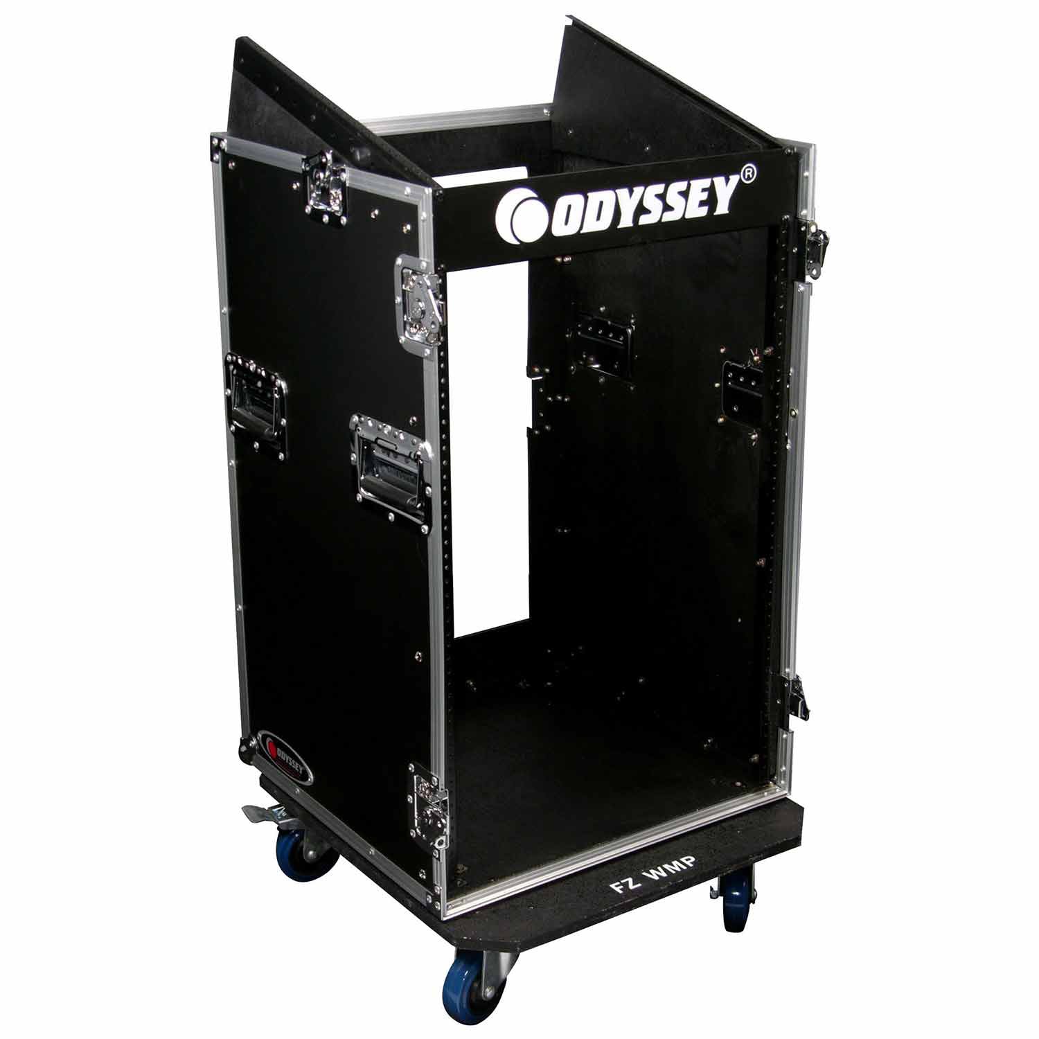 Odyssey FR1016W, Combo Rack with Wheels 10U Top Slanted 16U Bottom Vertical - Hollywood DJ