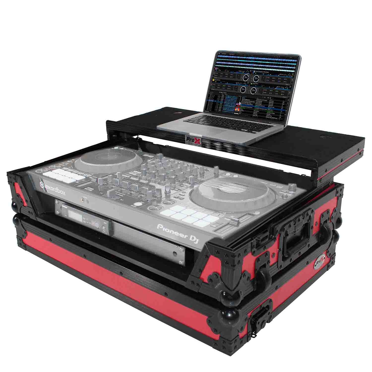 ProX XS-DDJ1000WLTRB DJ Flight Case for Pioneer DDJ-1000 & DDJ-1000 SRT Digital Controller - Black on Red - Hollywood DJ