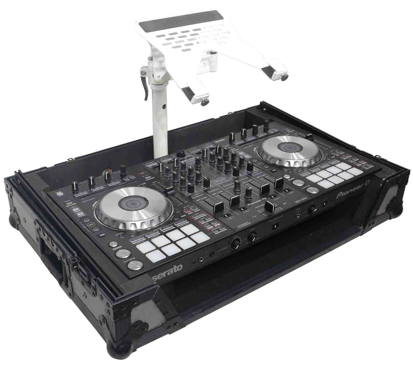 ProX XZF-LTARM PKG WH, Articulating Laptop Tray Arm with Shelf and Pole for Control Tower - White Finish - Hollywood DJ