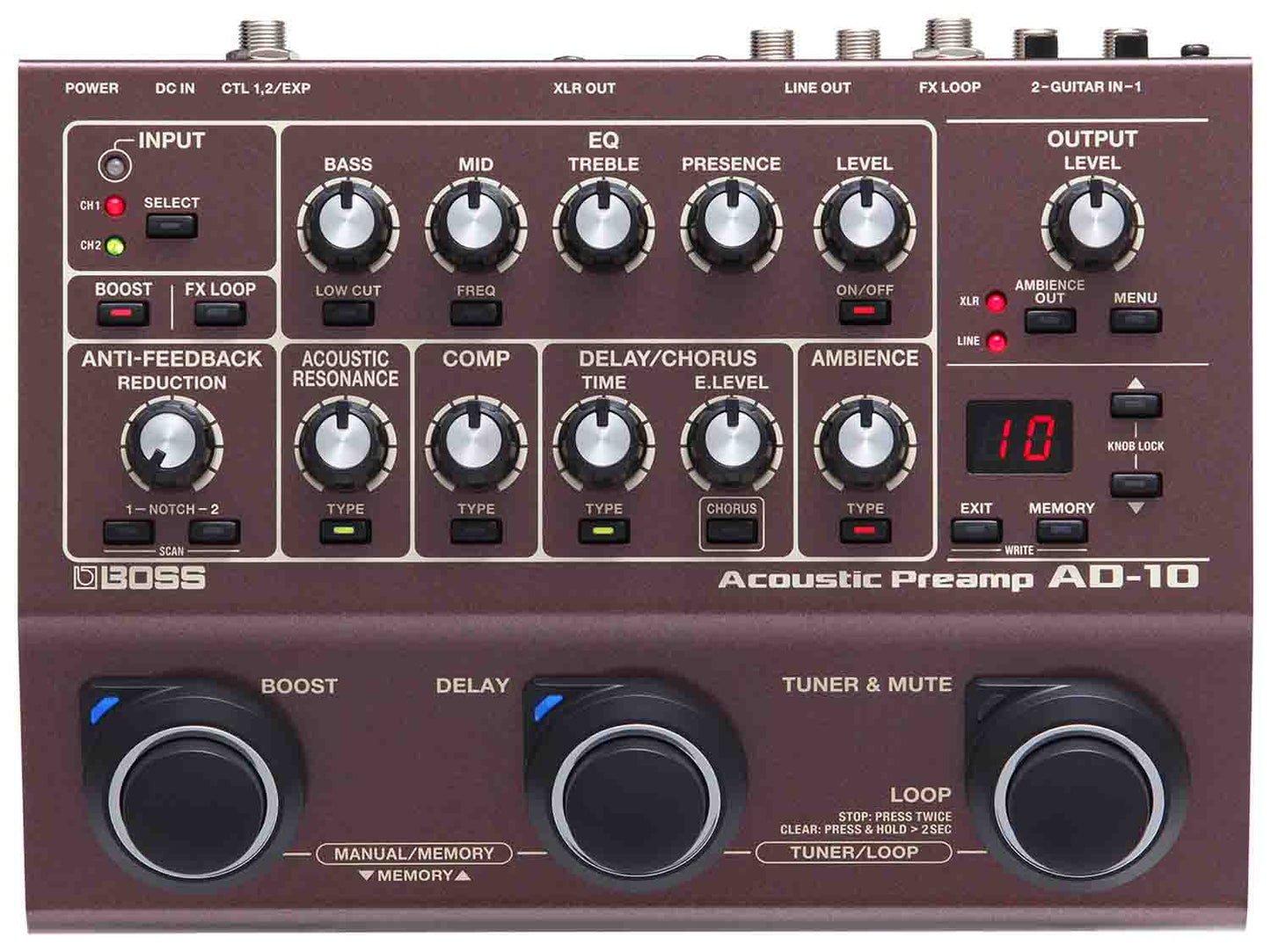 BOSS AD-10 Acoustic Preamp - Hollywood DJ