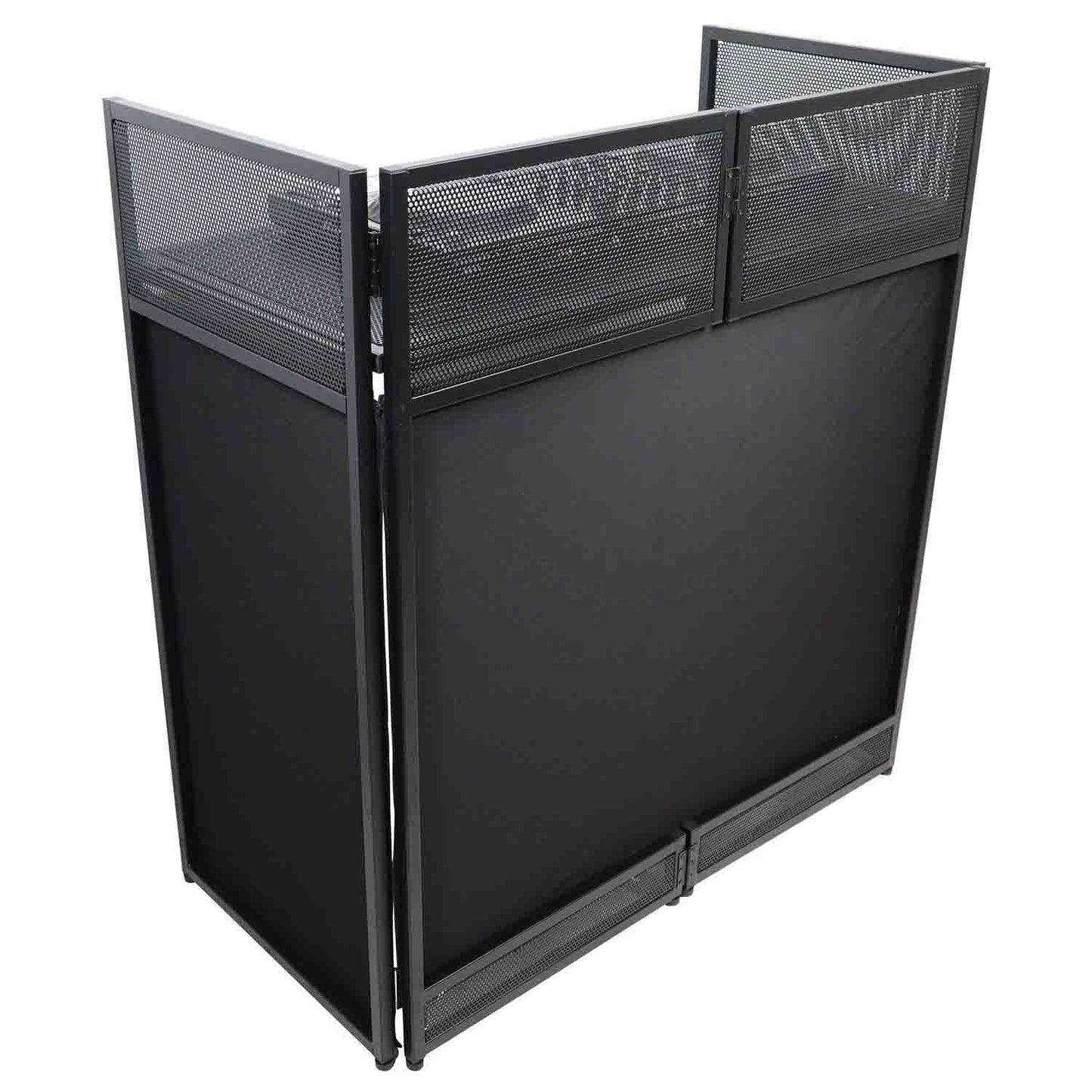 ProX XF-VISTA BL VISTA DJ Booth Facade Table Station with White/Black Scrim kit and Padded Travel Bag - Hollywood DJ