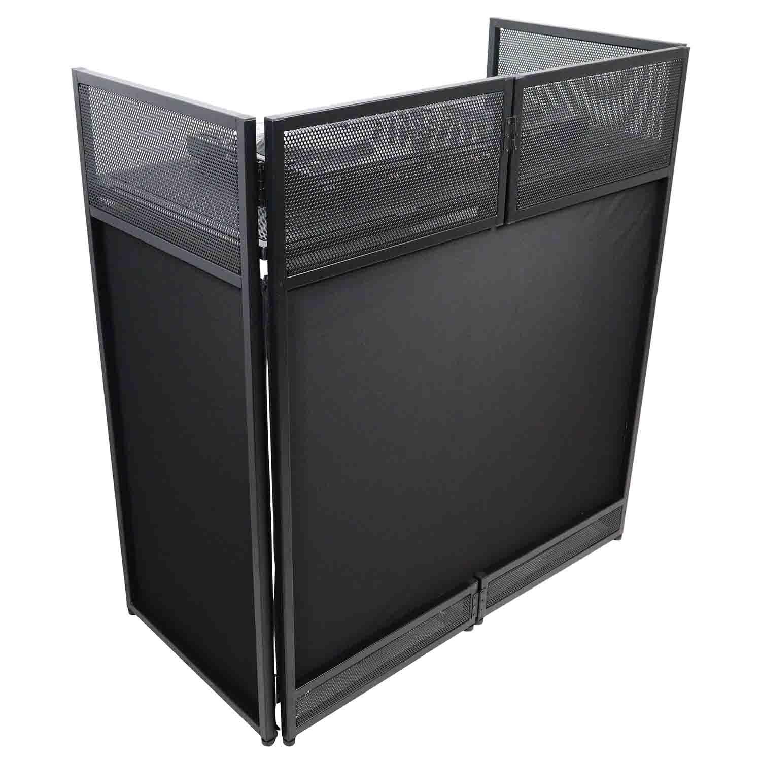 ProX XF-VISTA BL VISTA DJ Booth Facade Table Station with White/Black Scrim kit and Padded Travel Bag - Hollywood DJ