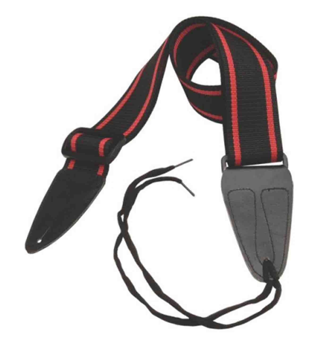 On Stage GSA10BKRD Guitar Strap with Leather Ends - Hollywood DJ