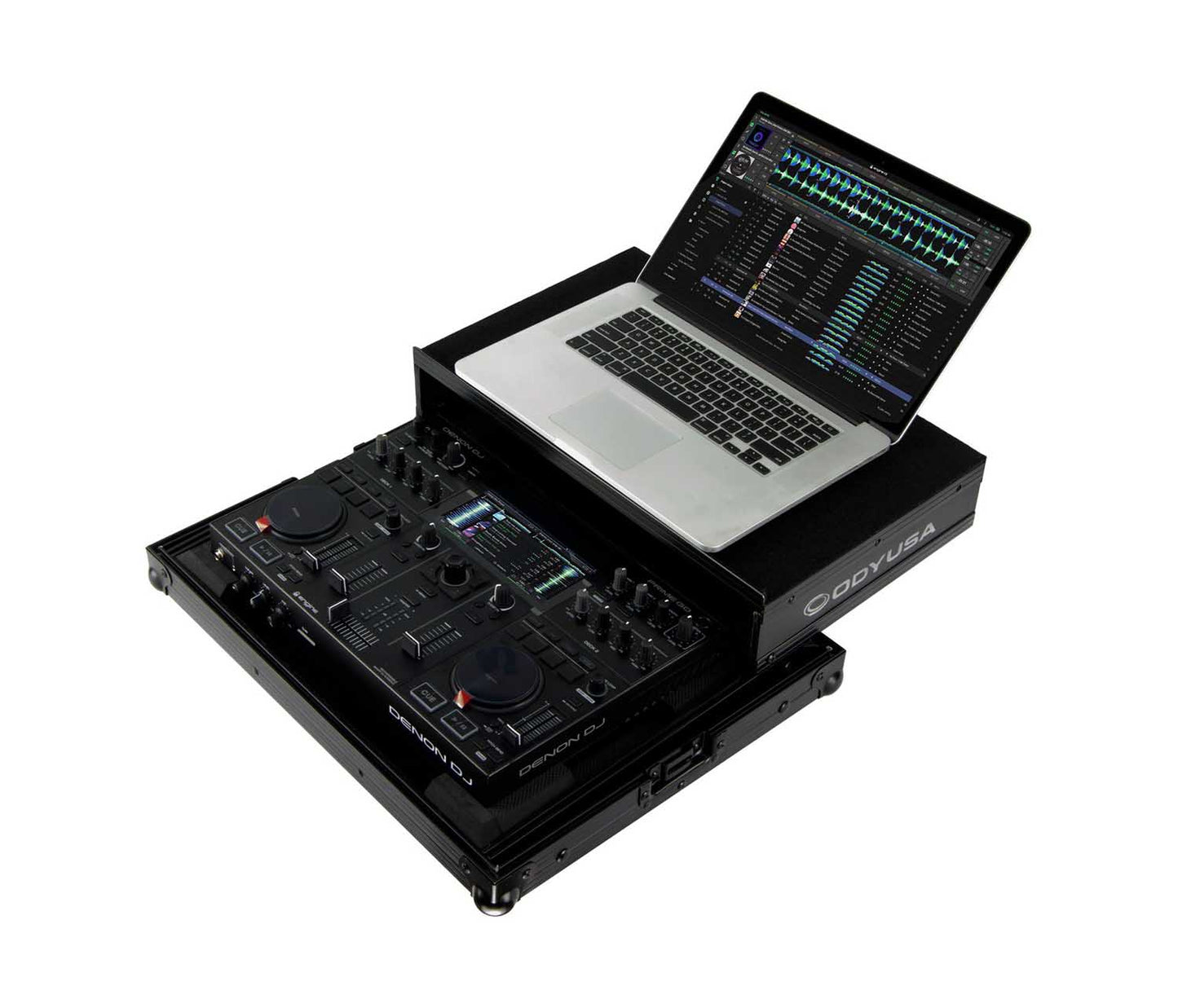 Odyssey FRGSPRIMEGOBL Black Label Case with Glide Style Laptop Platform for Denon DJ Prime GO - Hollywood DJ
