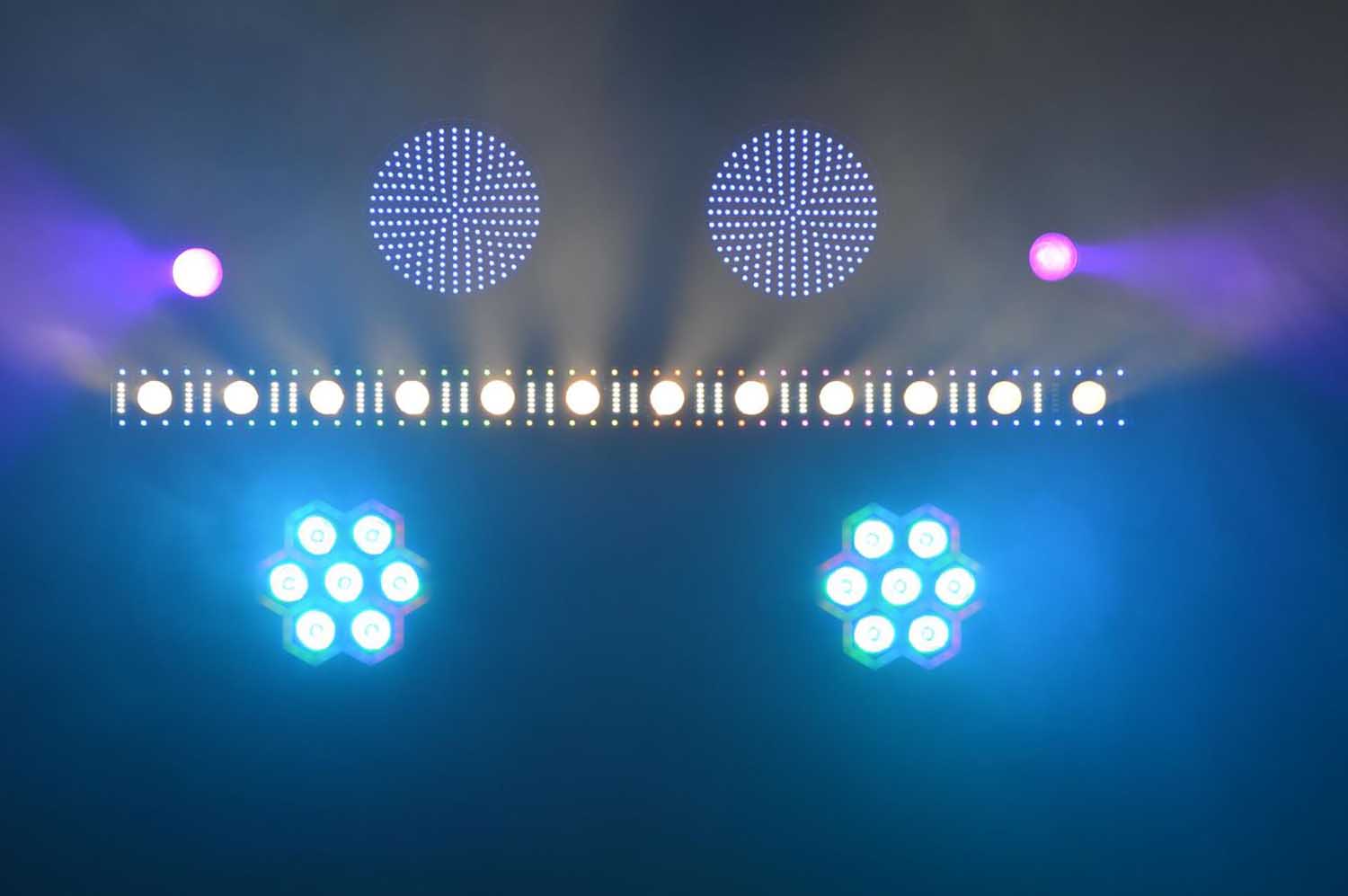 JMAZ Versa Flex Par TRON7, 7 x 10-Watt (RGBW) LEDs and 60 x 0.2 Watt RGB LEDs - Pair - Hollywood DJ