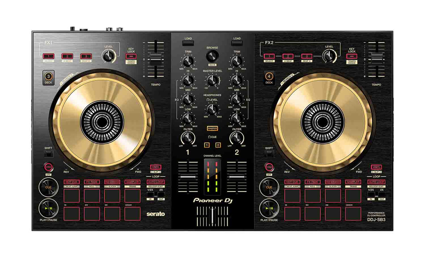 B-Stock: Pioneer DJ DDJ-SB3-N 2-Channel DJ Controller for Serato DJ Lite (Gold on Black) - Hollywood DJ
