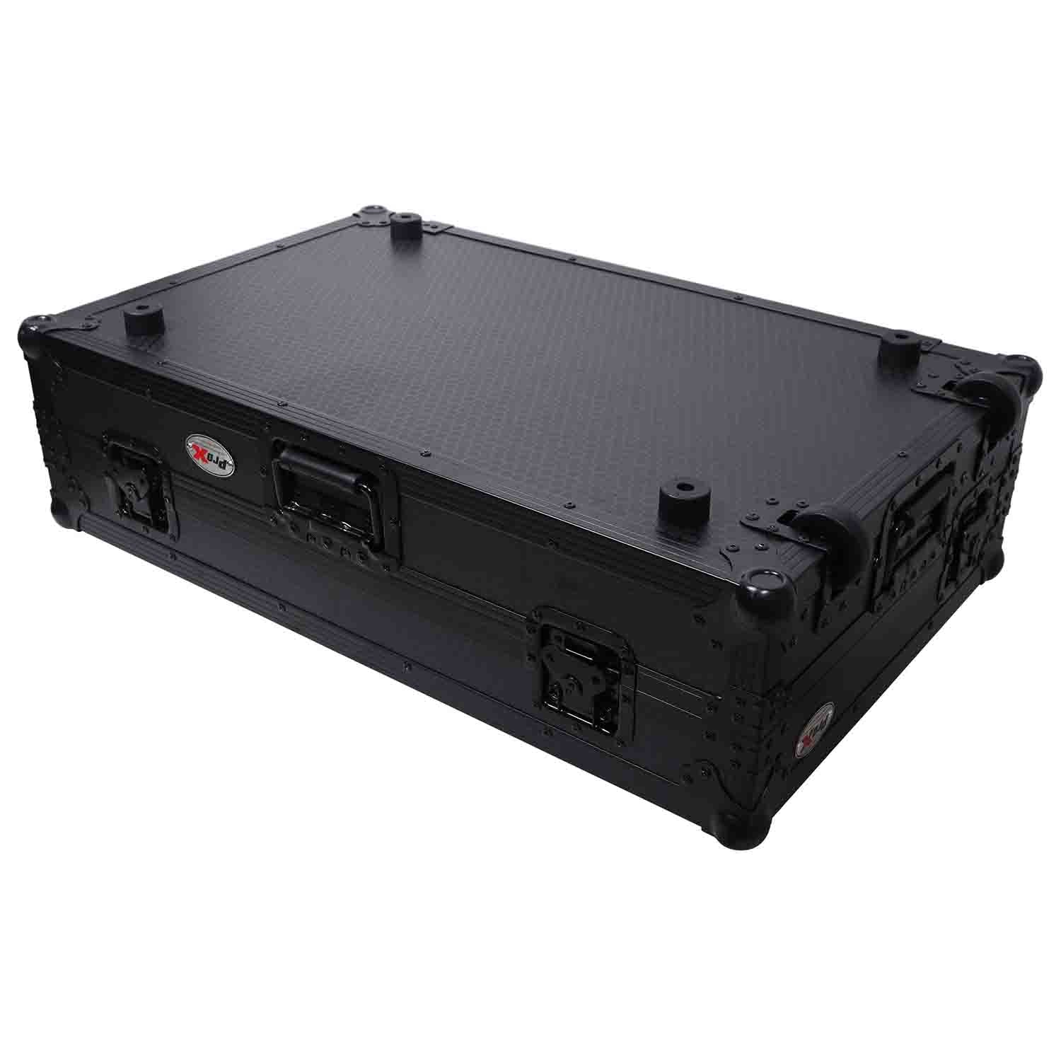 ProX XS-DDJREV7WLTBL DJ Flight Case for Pioneer DDJ-REV7 Digital Controller with Sliding Laptop Shelf and Wheels - Black Finish - Hollywood DJ