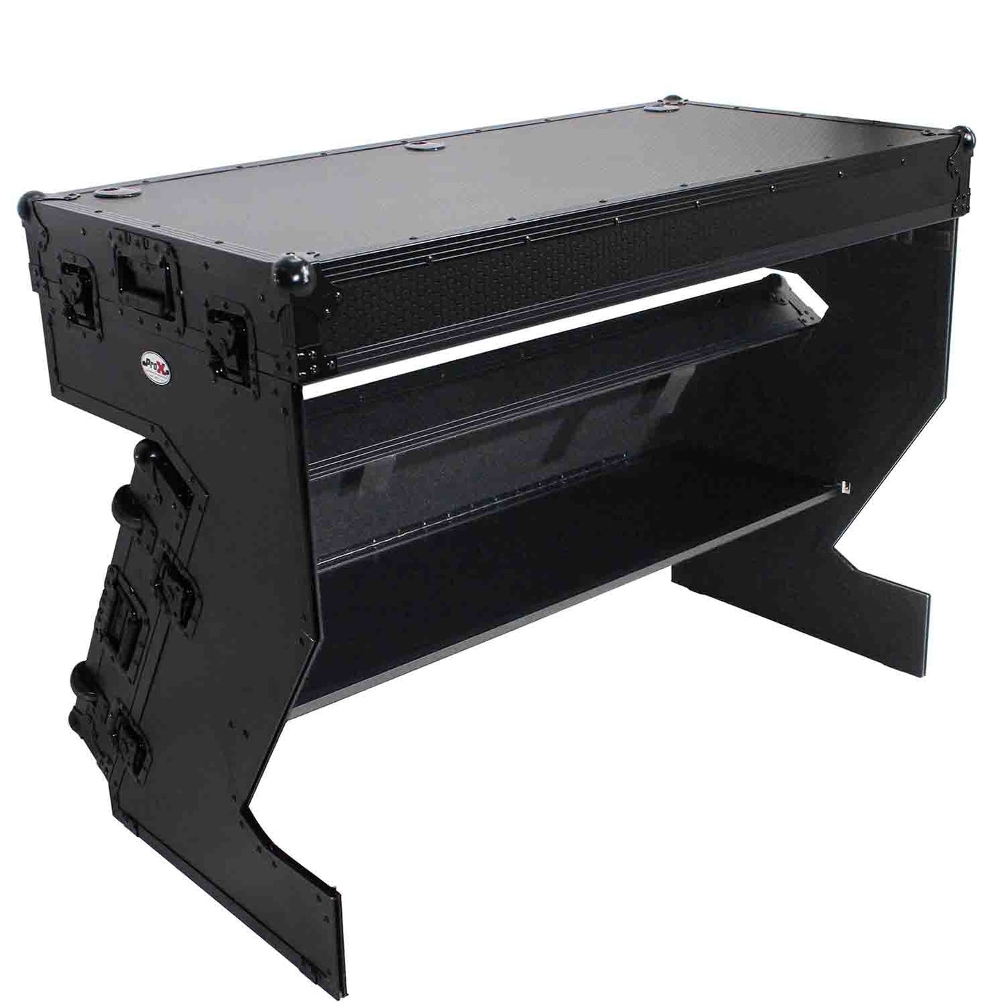 ProX XS-ZTABLEBL MK2 Flight Case Table, Z-Style DJ Table Workstation - Black on Black - Hollywood DJ