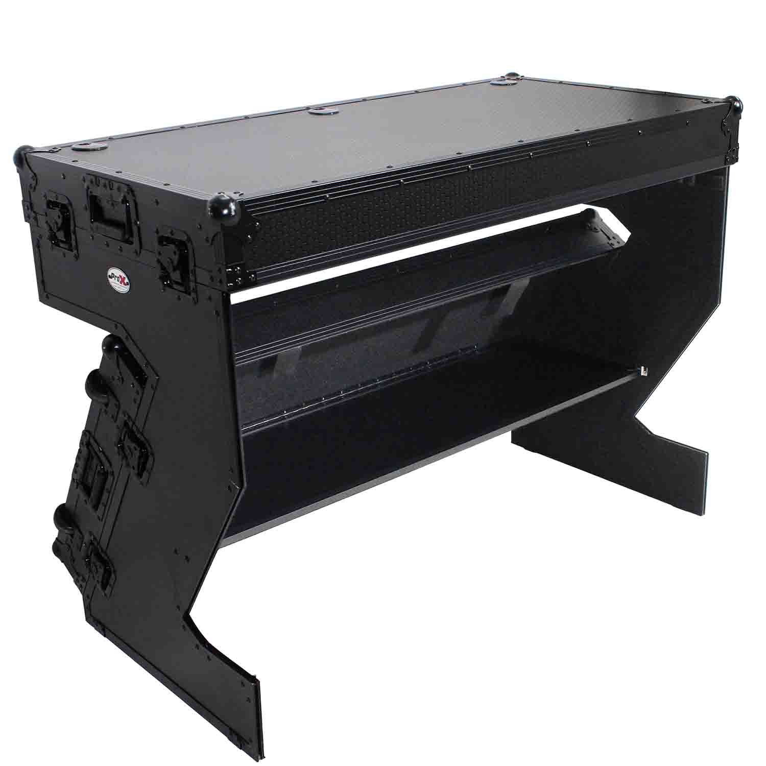 ProX XS-ZTABLEBL MK2 Flight Case Table, Z-Style DJ Table Workstation - Black on Black - Hollywood DJ