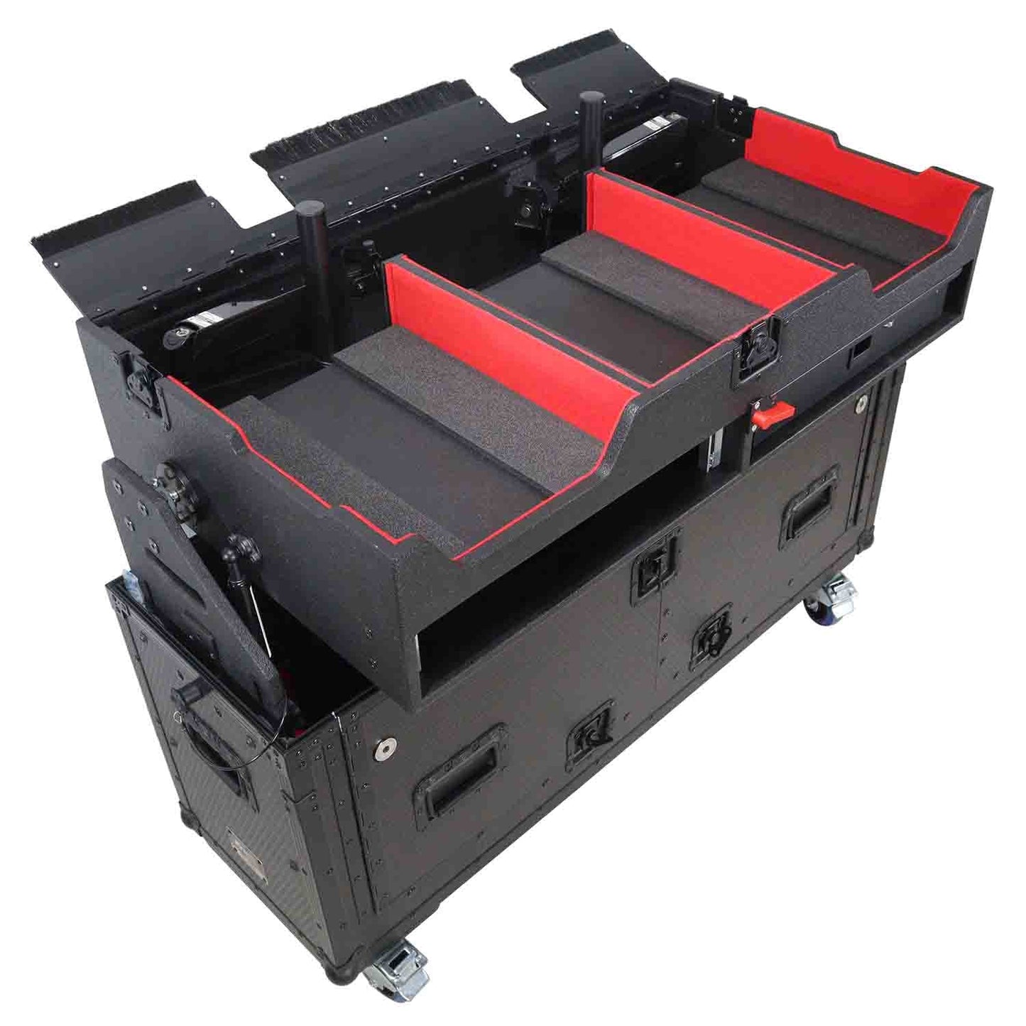 PROX XZF-CDM3K Flip-Ready Easy Retracting Hydraulic Lift Case for Pioneer CDJ-3000 and DJM-900 NXS2 System - Hollywood DJ