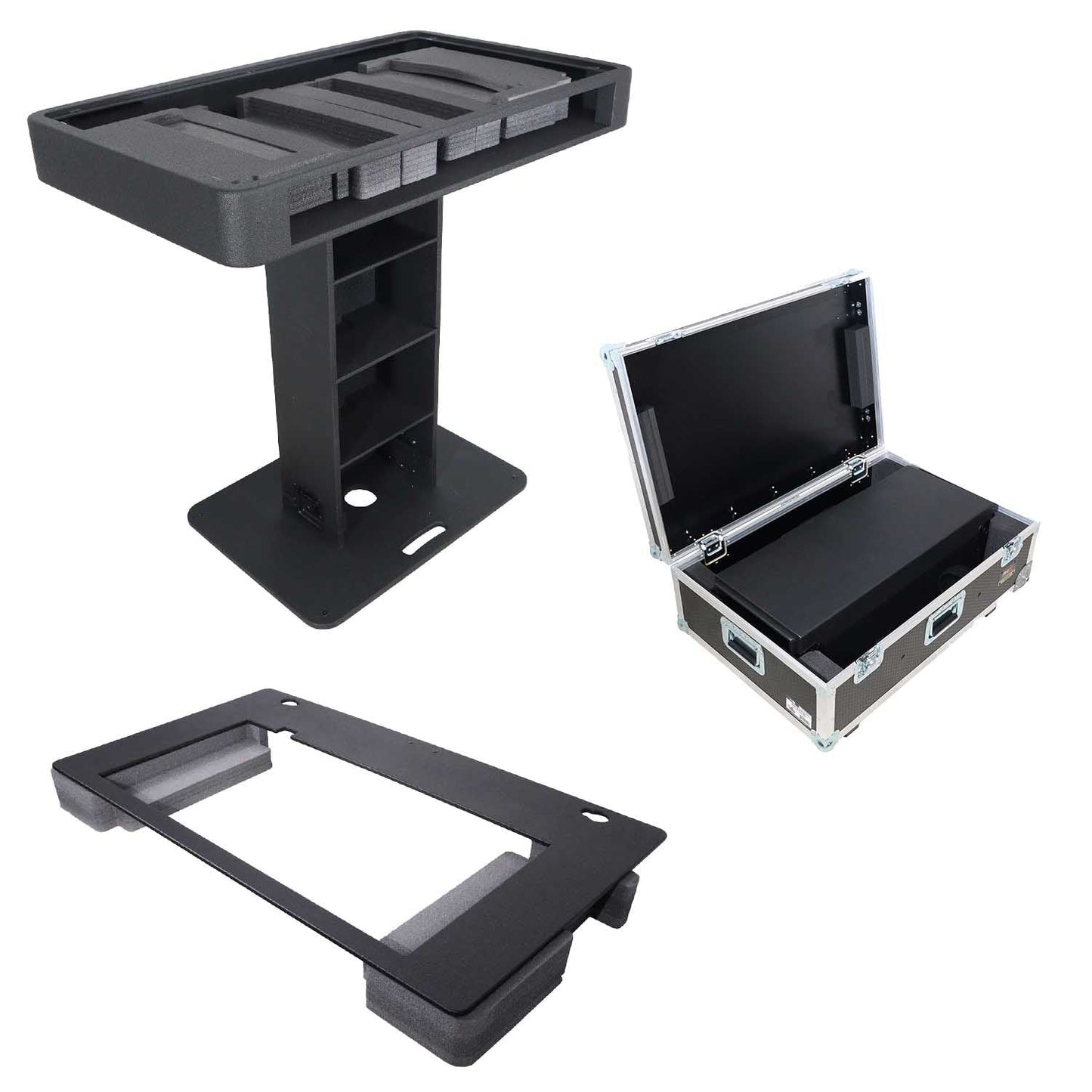 Prox Rev7 Control Tower Podium with Case DJ Package - Black - Hollywood DJ