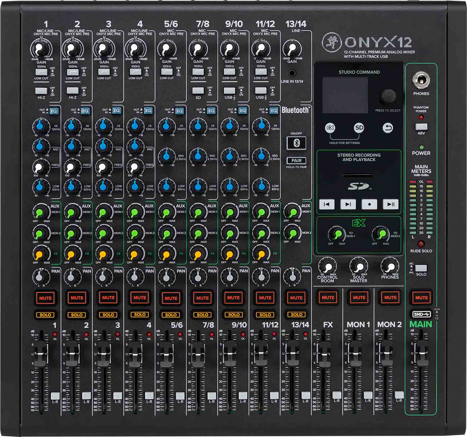 Mackie Onyx12, 12 Channel Premium Analog DJ Mixer with Multitrack USB - Hollywood DJ