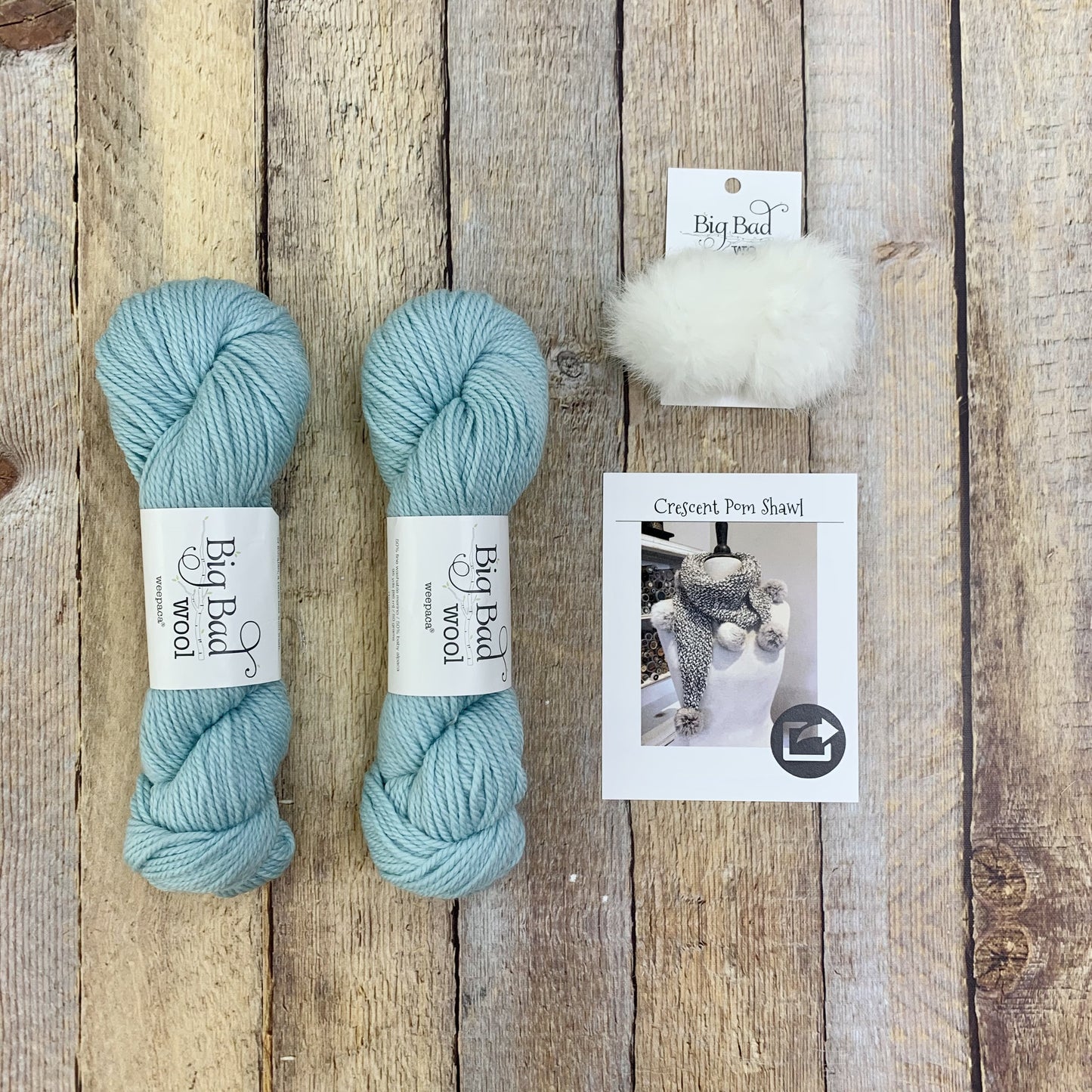 Big Bad Wool Crescent Pom Shawl Kit