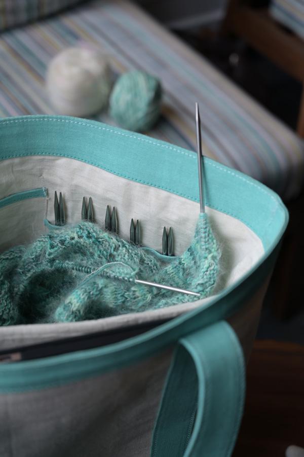 Knitting Tote Bag - Open Top View