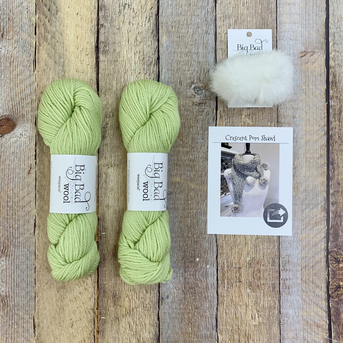 Big Bad Wool Crescent Pom Shawl Kit