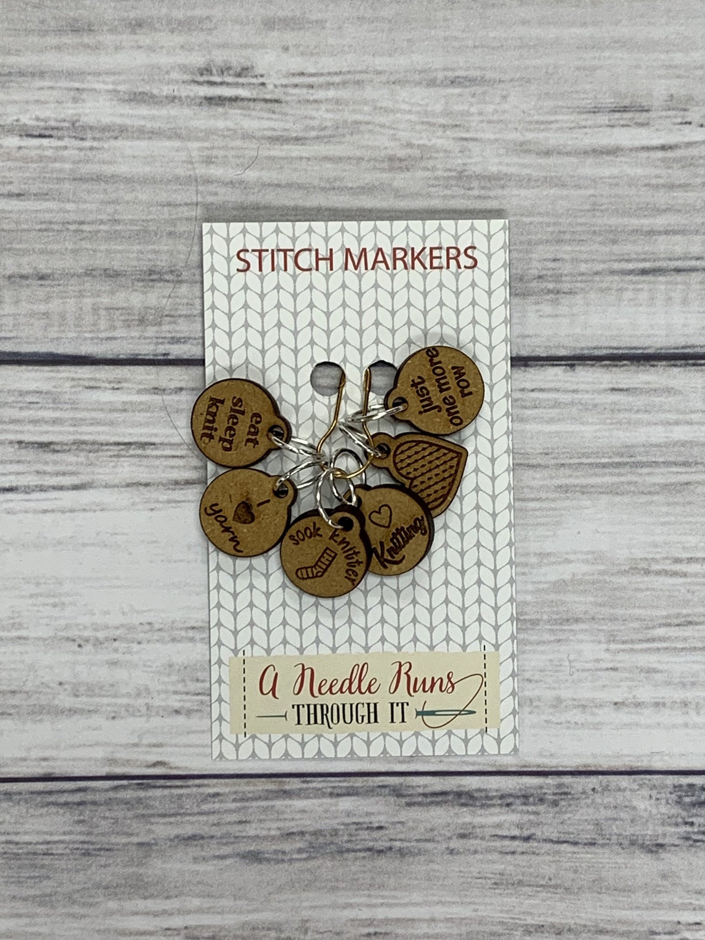Wooden Ring Stitch Markers by A Needle Runs Though It