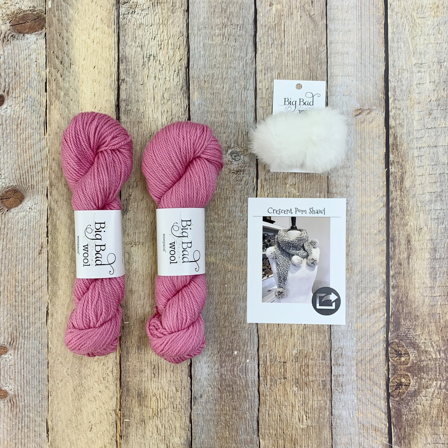 Big Bad Wool Crescent Pom Shawl Kit