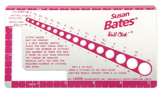 Susan Bates Metal Knit Gauge with Ruler - Fillory Yarn