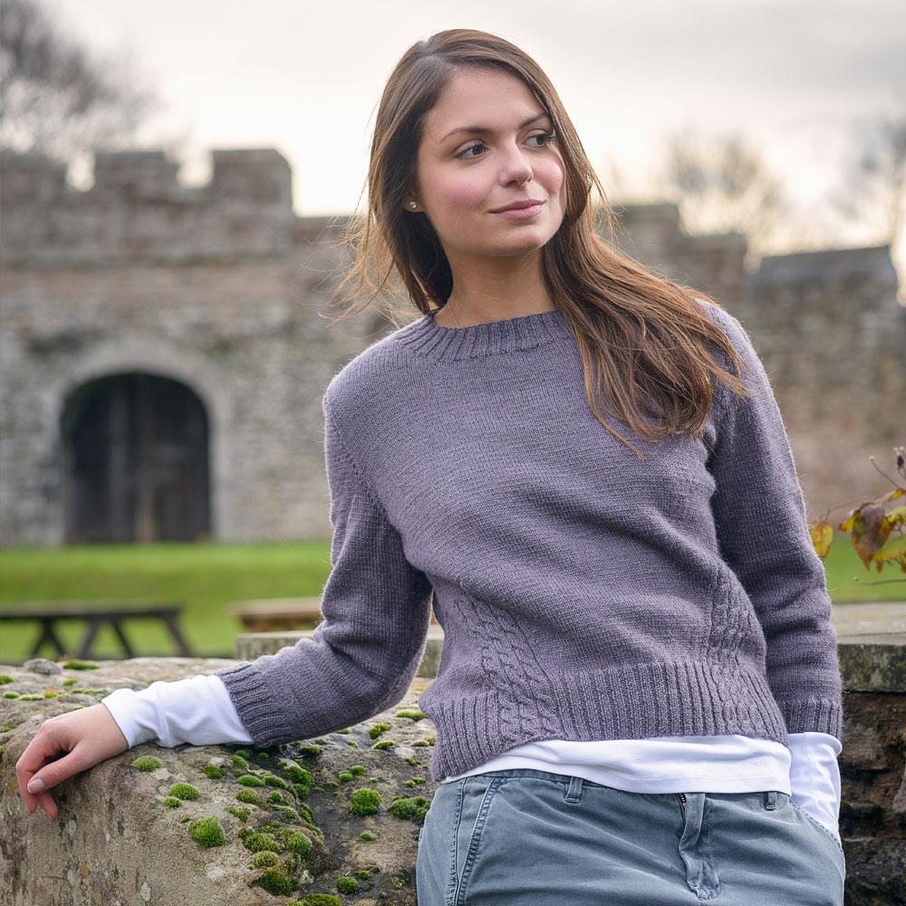 Cumbria Fingering Yarn - Traveling Cable Sweater