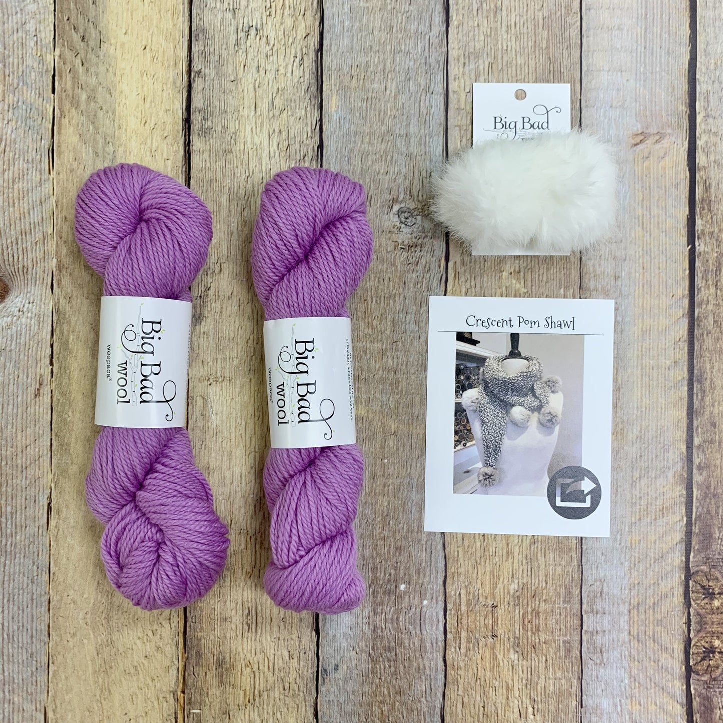 Big Bad Wool Crescent Pom Shawl Kit